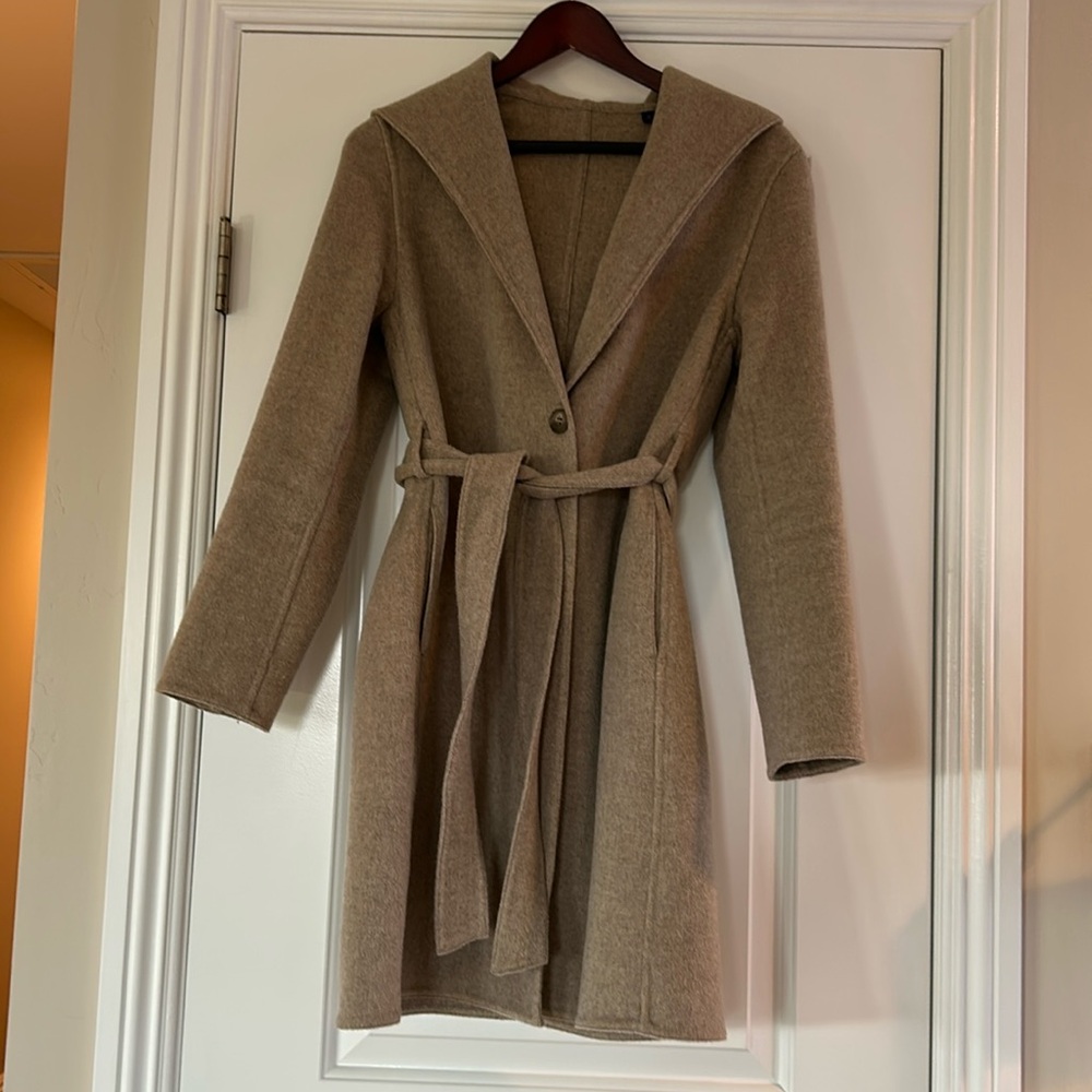 Tan wool blend coat Uniqlo